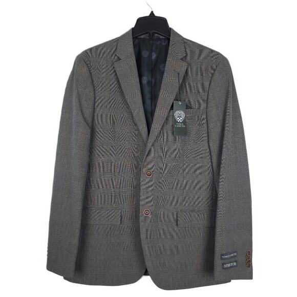Vince Camuto Men's Slim-Fit Super Stretch Suit Jacket Grey Plaid 48L NWT - Picture 1 of 7